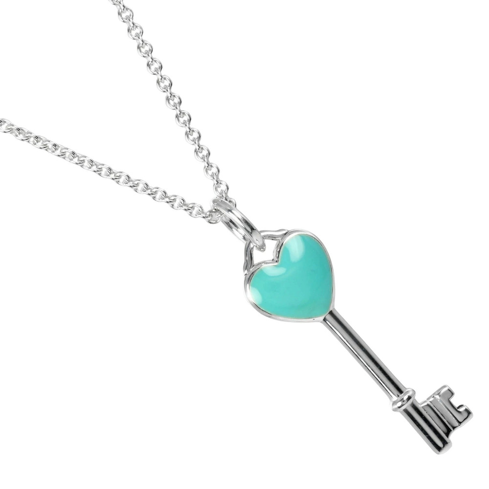 Tiffany Co Heart Key Necklace Sterling Silver